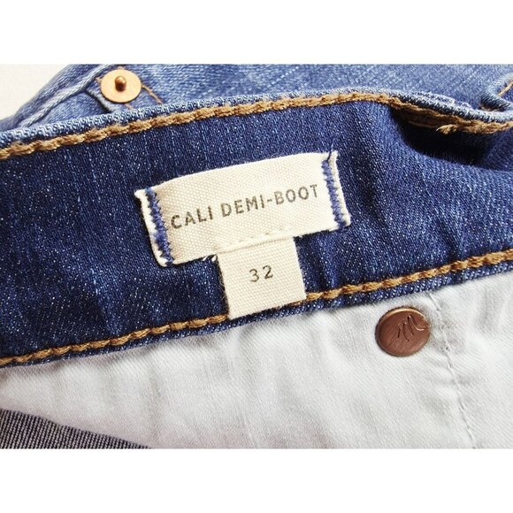 Madewell Size 32X26 Womens Cali Demi Boot Blue Denim Embroidered Logo Jeans - Picture 5 of 12
